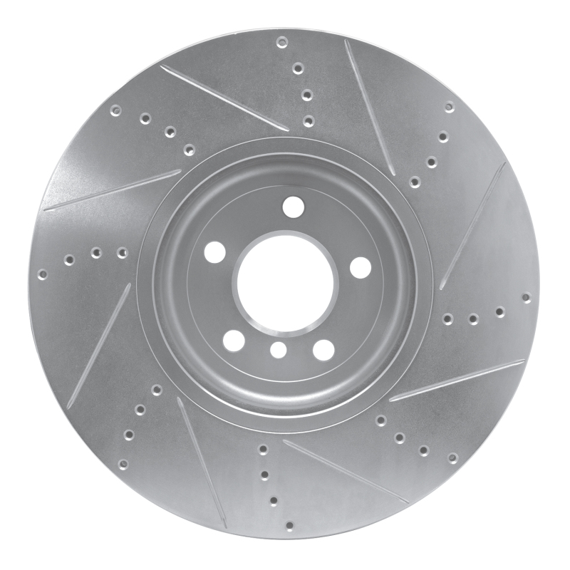 BMW 750Li xDrive Brake Rotor (1) - Left Front - R1 Concepts - Drilled & Slotted - Silver - `09-`17